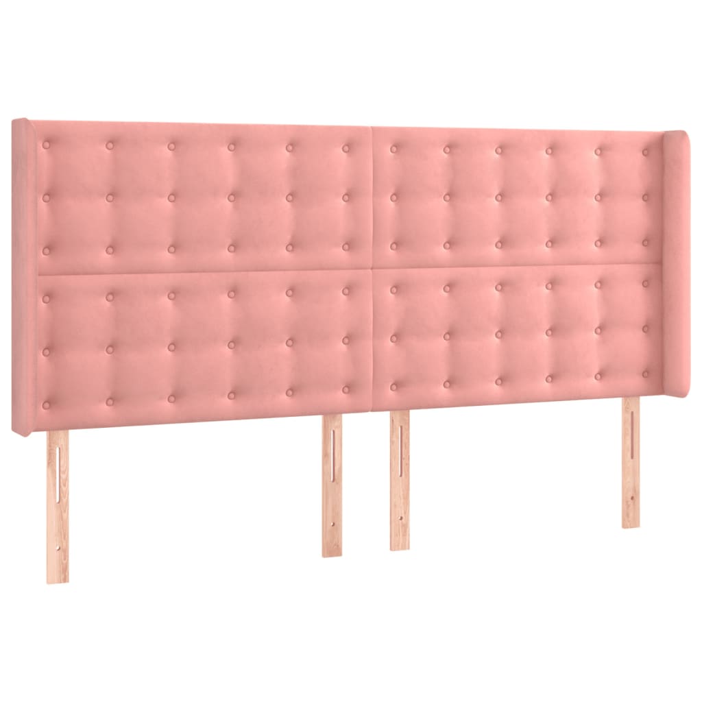 vidaXL Tăblie de pat cu LED, roz, 203x16x118/128 cm, catifea vidaXL Tăblie de pat cu LED, roz, 203x16x118/128 cm, catifea