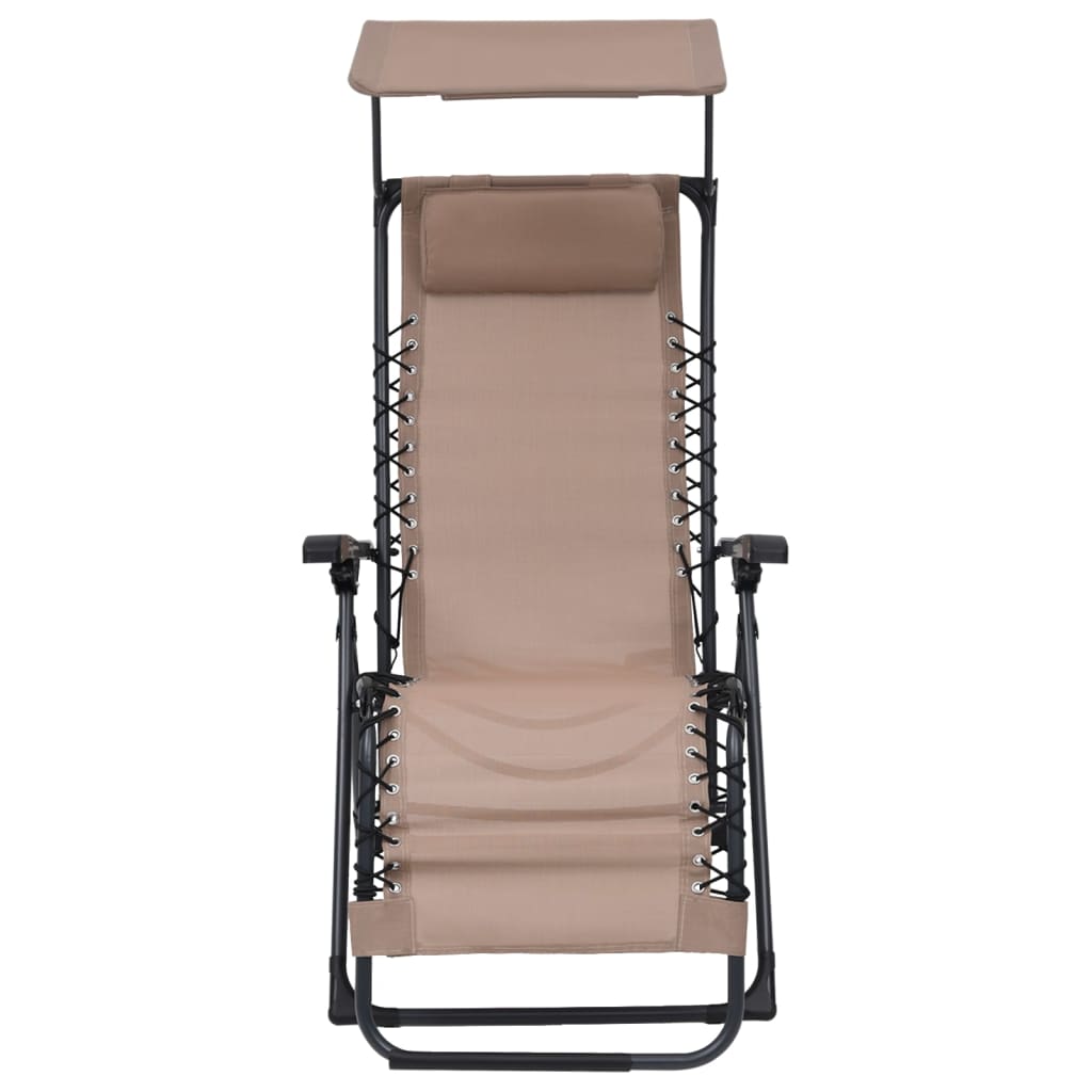 vidaXL Scaun șezlong pliabil, gri taupe, textilenă vidaXL Scaun șezlong pliabil, gri taupe, textilenă