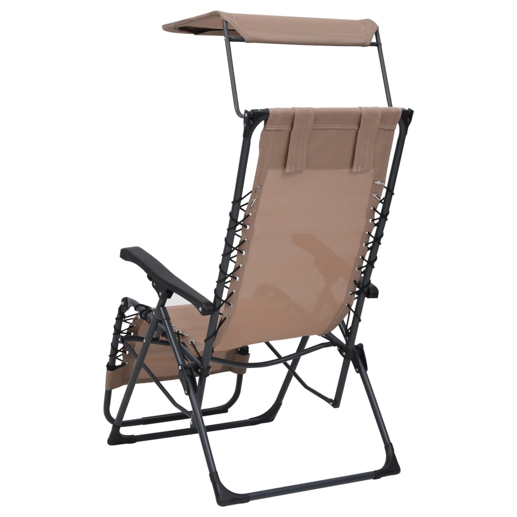 vidaXL Scaun șezlong pliabil, gri taupe, textilenă vidaXL Scaun șezlong pliabil, gri taupe, textilenă