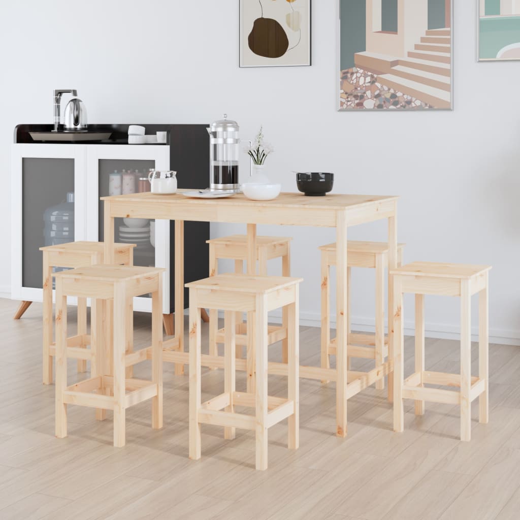 vidaXL Set mobilier de bar, 7 piese, lemn masiv de pin vidaXL Set mobilier de bar, 7 piese, lemn masiv de pin