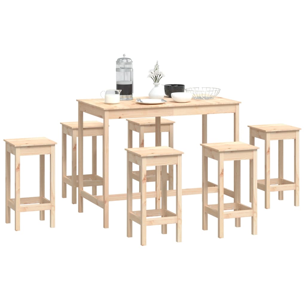 vidaXL Set mobilier de bar, 7 piese, lemn masiv de pin vidaXL Set mobilier de bar, 7 piese, lemn masiv de pin