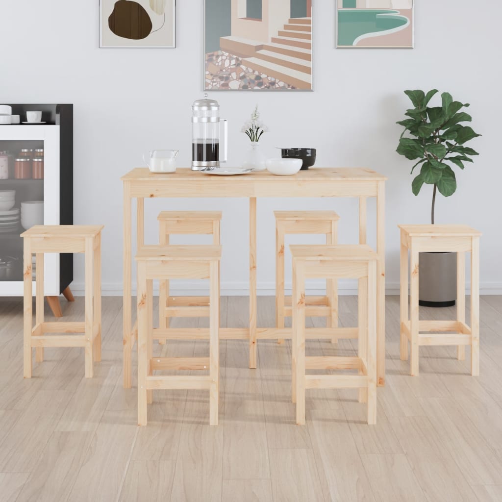 vidaXL Set mobilier de bar, 7 piese, lemn masiv de pin vidaXL Set mobilier de bar, 7 piese, lemn masiv de pin