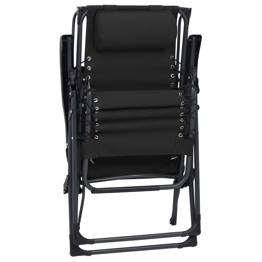 vidaXL Scaune șezlong pliabile, 2 buc., negru, textilenă vidaXL Scaune șezlong pliabile, 2 buc., negru, textilenă