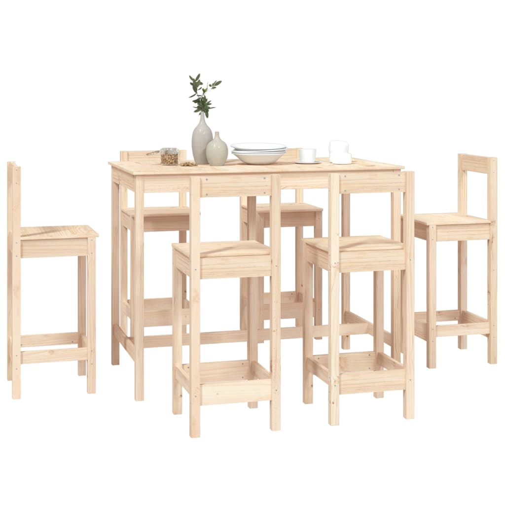vidaXL Set mobilier de bar, 7 piese, lemn masiv de pin vidaXL Set mobilier de bar, 7 piese, lemn masiv de pin