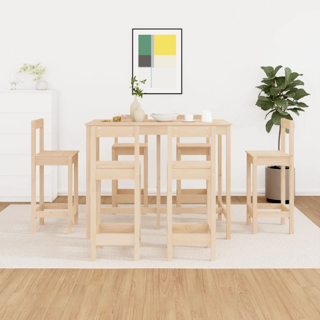 vidaXL Set mobilier de bar, 7 piese, lemn masiv de pin vidaXL Set mobilier de bar, 7 piese, lemn masiv de pin