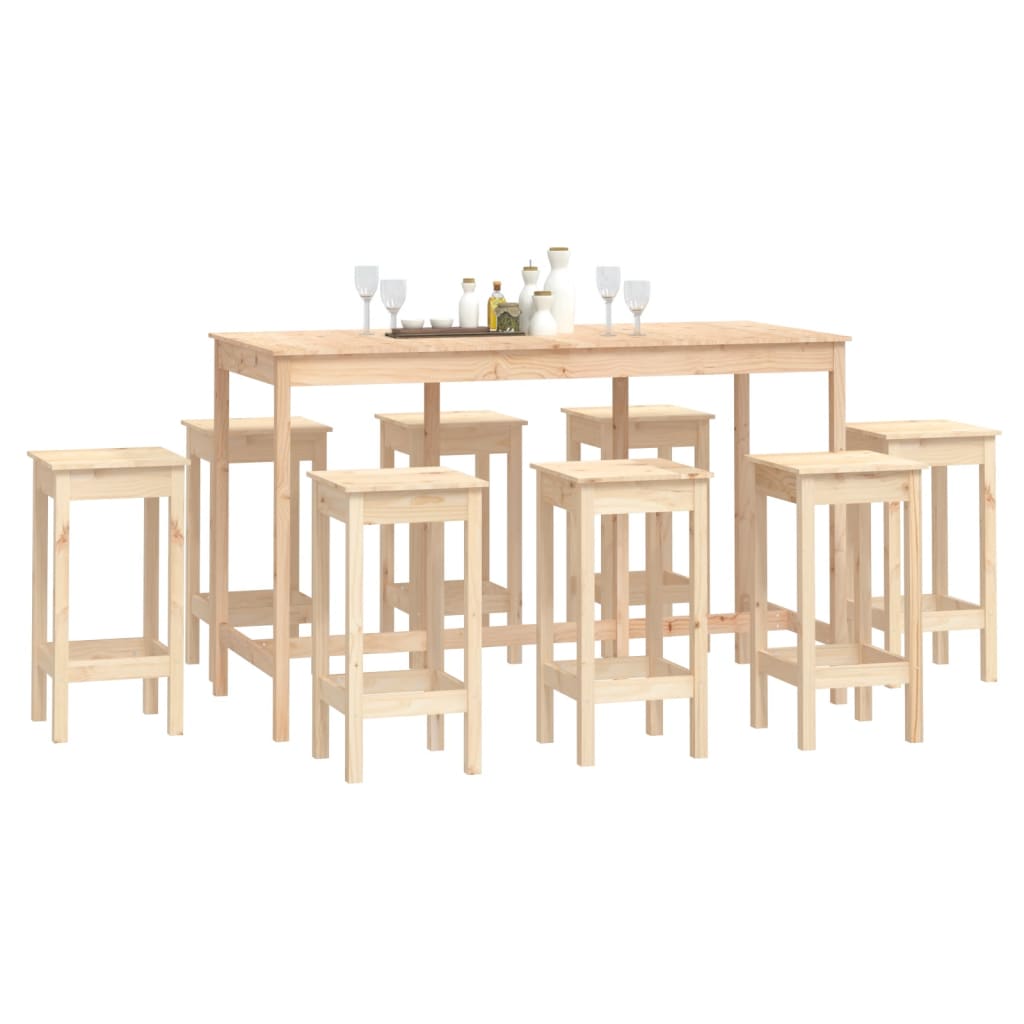 vidaXL Set mobilier de bar, 9 piese, lemn masiv de pin