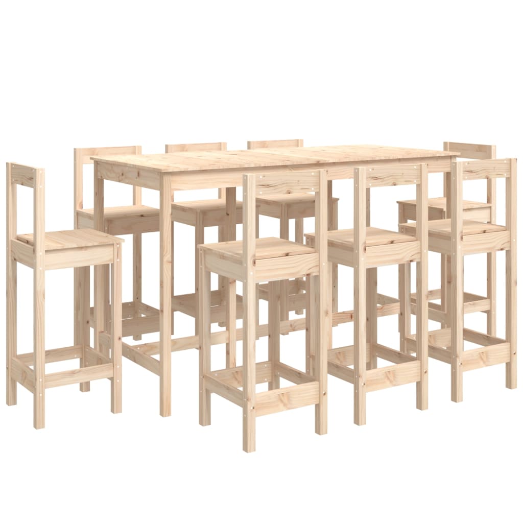 vidaXL Set mobilier de bar, 9 piese, lemn masiv de pin