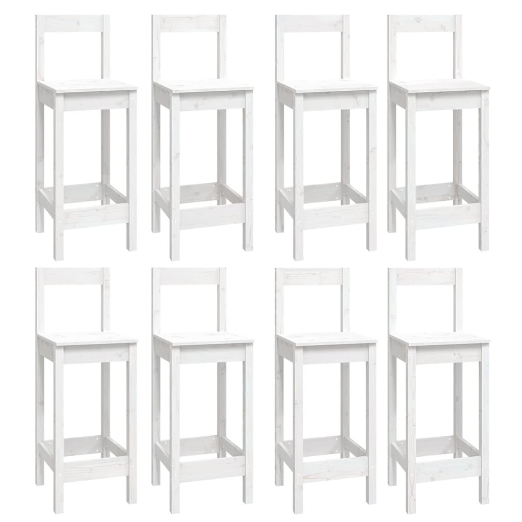 vidaXL Set mobilier de bar, 9 piese, alb, lemn masiv de pin