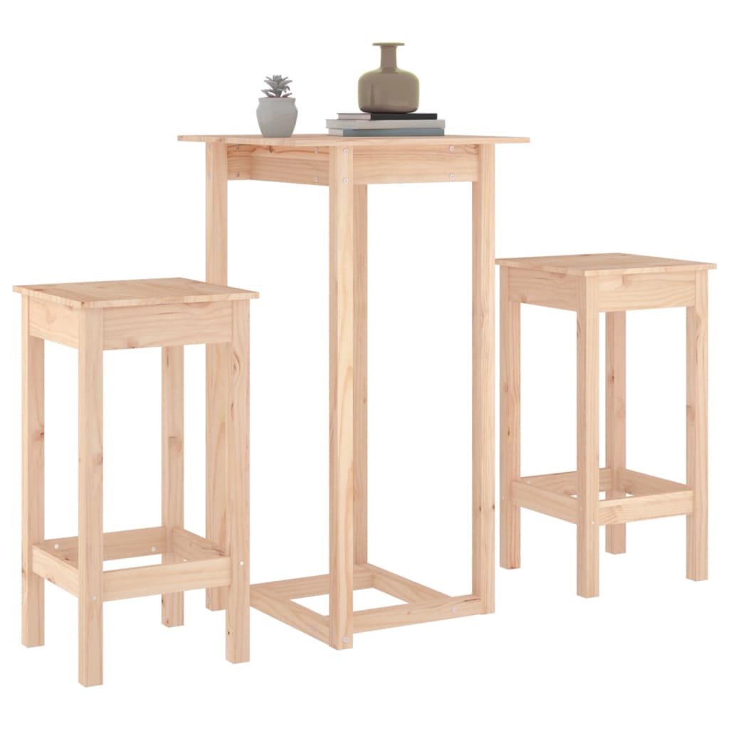 vidaXL Set mobilier de bar, 3 piese, lemn masiv de pin