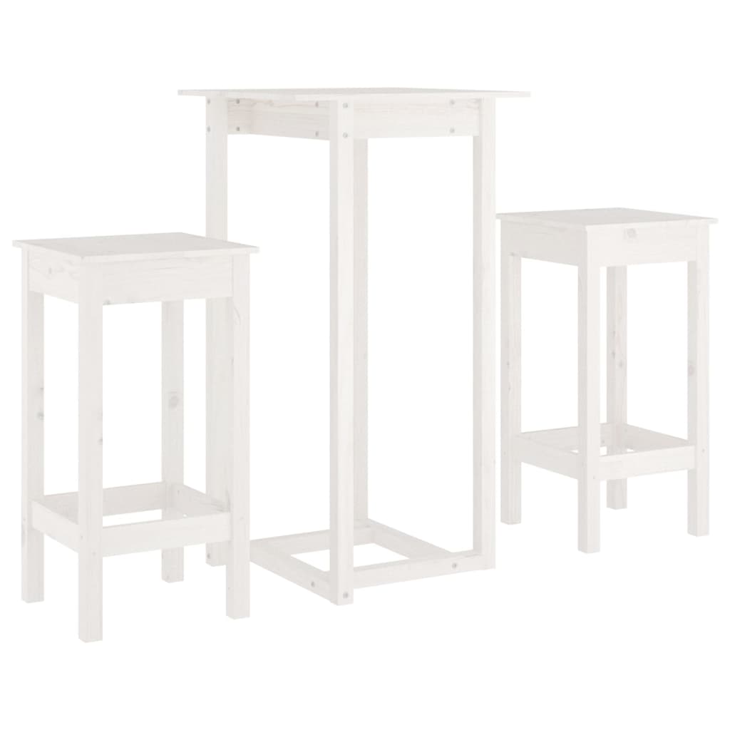 vidaXL Set mobilier de bar, 3 piese, alb, lemn masiv de pin vidaXL Set mobilier de bar, 3 piese, alb, lemn masiv de pin