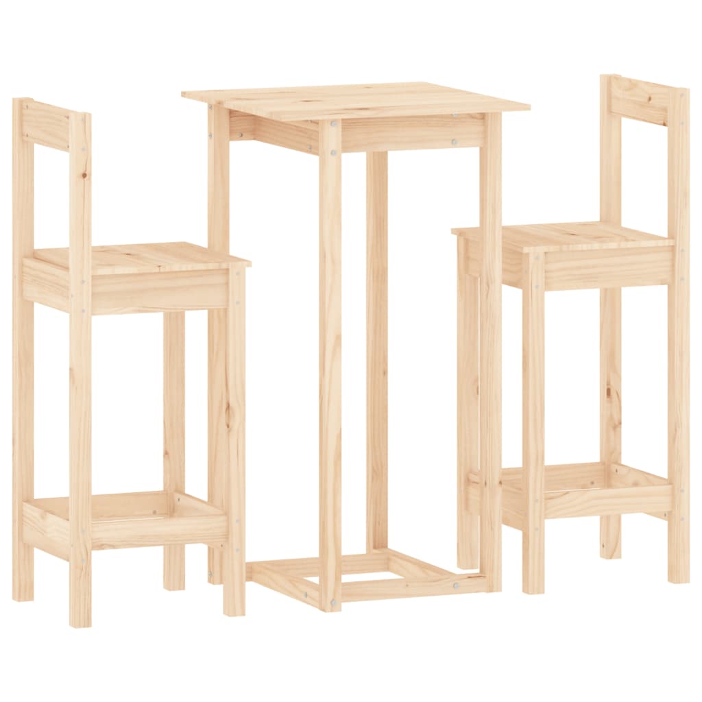 vidaXL Set mobilier de bar, 3 piese, lemn masiv de pin vidaXL Set mobilier de bar, 3 piese, lemn masiv de pin