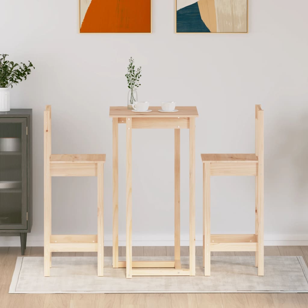 vidaXL Set mobilier de bar, 3 piese, lemn masiv de pin vidaXL Set mobilier de bar, 3 piese, lemn masiv de pin