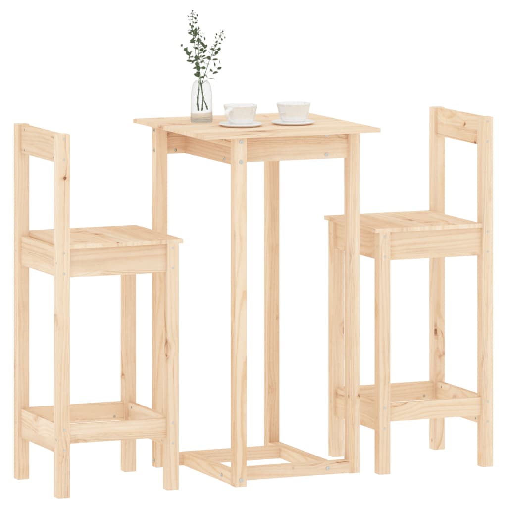 vidaXL Set mobilier de bar, 3 piese, lemn masiv de pin vidaXL Set mobilier de bar, 3 piese, lemn masiv de pin
