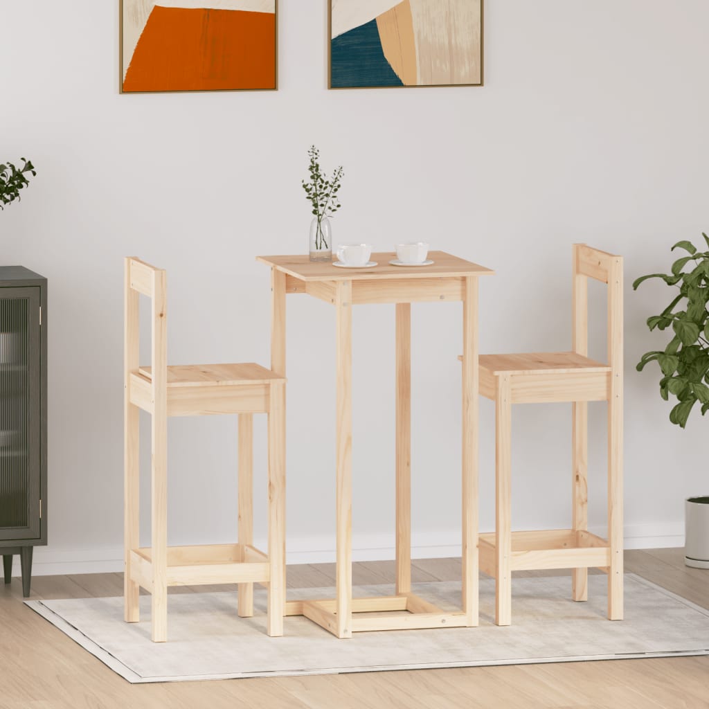 vidaXL Set mobilier de bar, 3 piese, lemn masiv de pin vidaXL Set mobilier de bar, 3 piese, lemn masiv de pin
