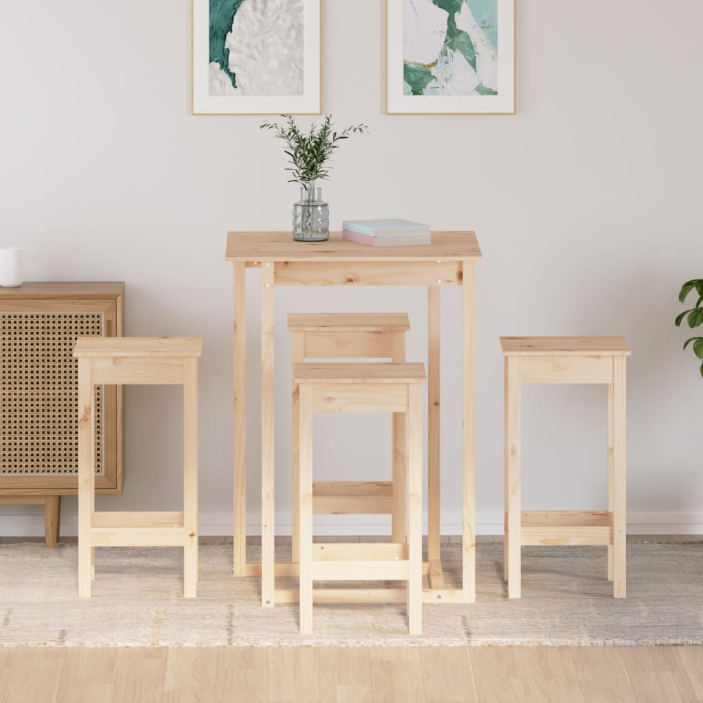 vidaXL Set mobilier de bar, 5 piese, lemn masiv de pin