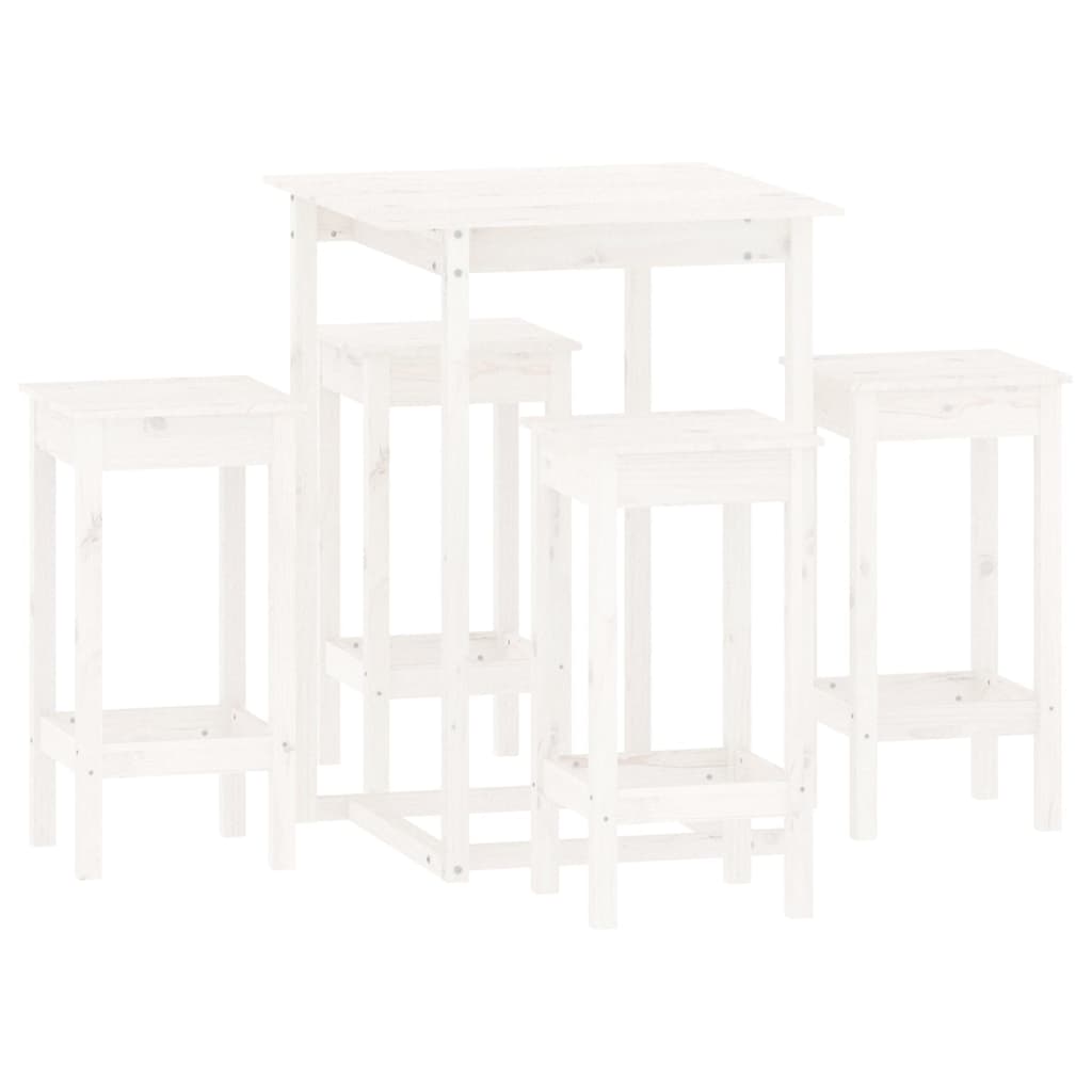 vidaXL Set mobilier de bar, 5 piese, alb, lemn masiv de pin vidaXL Set mobilier de bar, 5 piese, alb, lemn masiv de pin