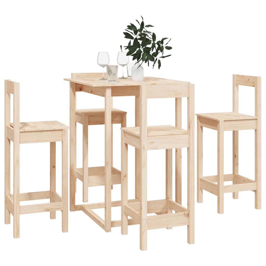 vidaXL Set mobilier de bar, 5 piese, lemn masiv de pin