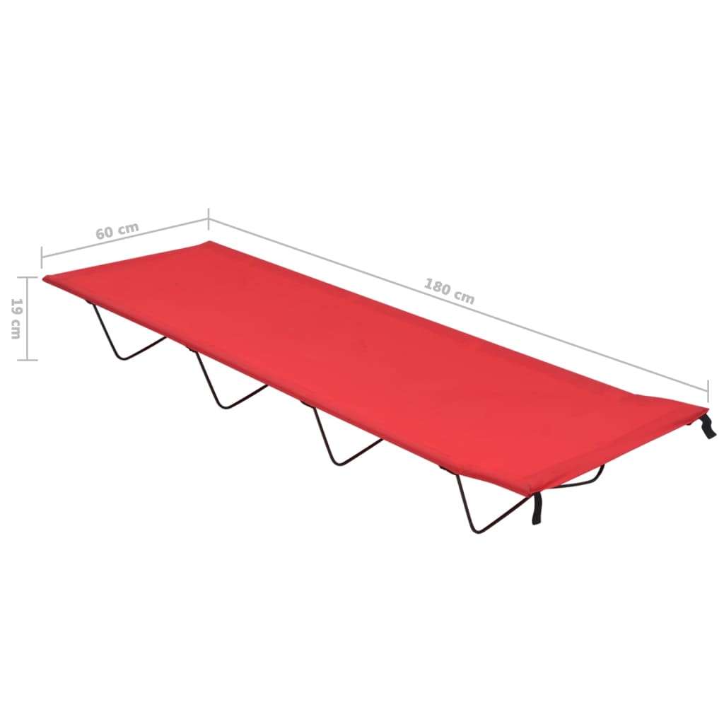 vidaXL Pat de camping, roșu, 180x60x19 cm, țesătură oxford și oțel vidaXL Pat de camping, roșu, 180x60x19 cm, țesătură oxford și oțel