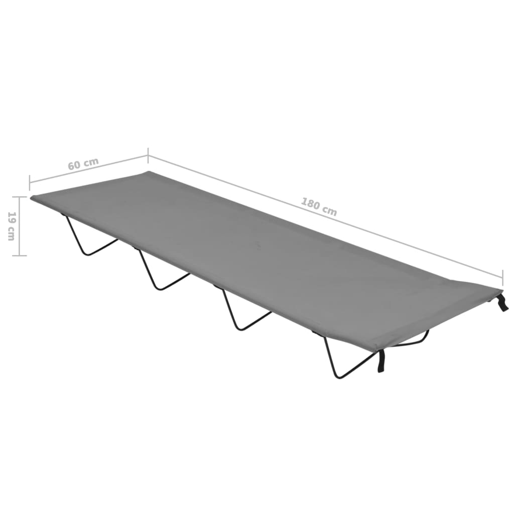 vidaXL Pat de camping, gri, 180x60x19 cm, țesătură oxford și oțel vidaXL Pat de camping, gri, 180x60x19 cm, țesătură oxford și oțel