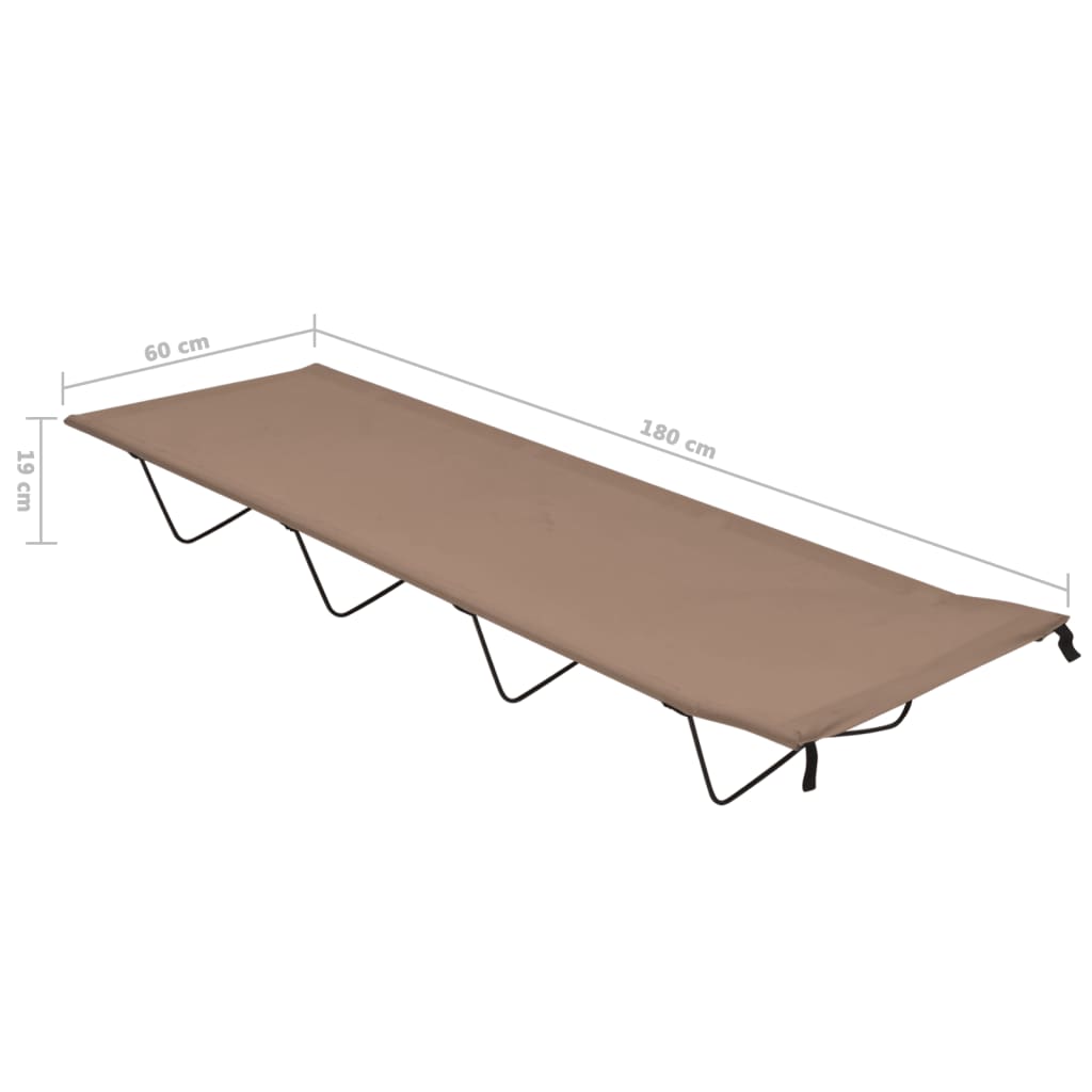 vidaXL Pat de camping, gri taupe, 180x60x19 cm, țesătură oxford & oțel vidaXL Pat de camping, gri taupe, 180x60x19 cm, țesătură oxford & oțel
