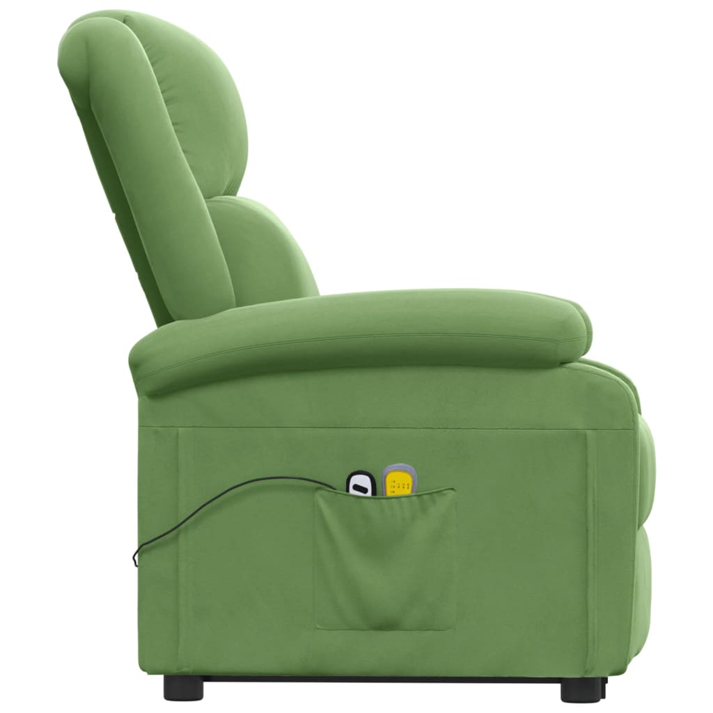 vidaXL Fotoliu de masaj cu ridicare, verde deschis, catifea