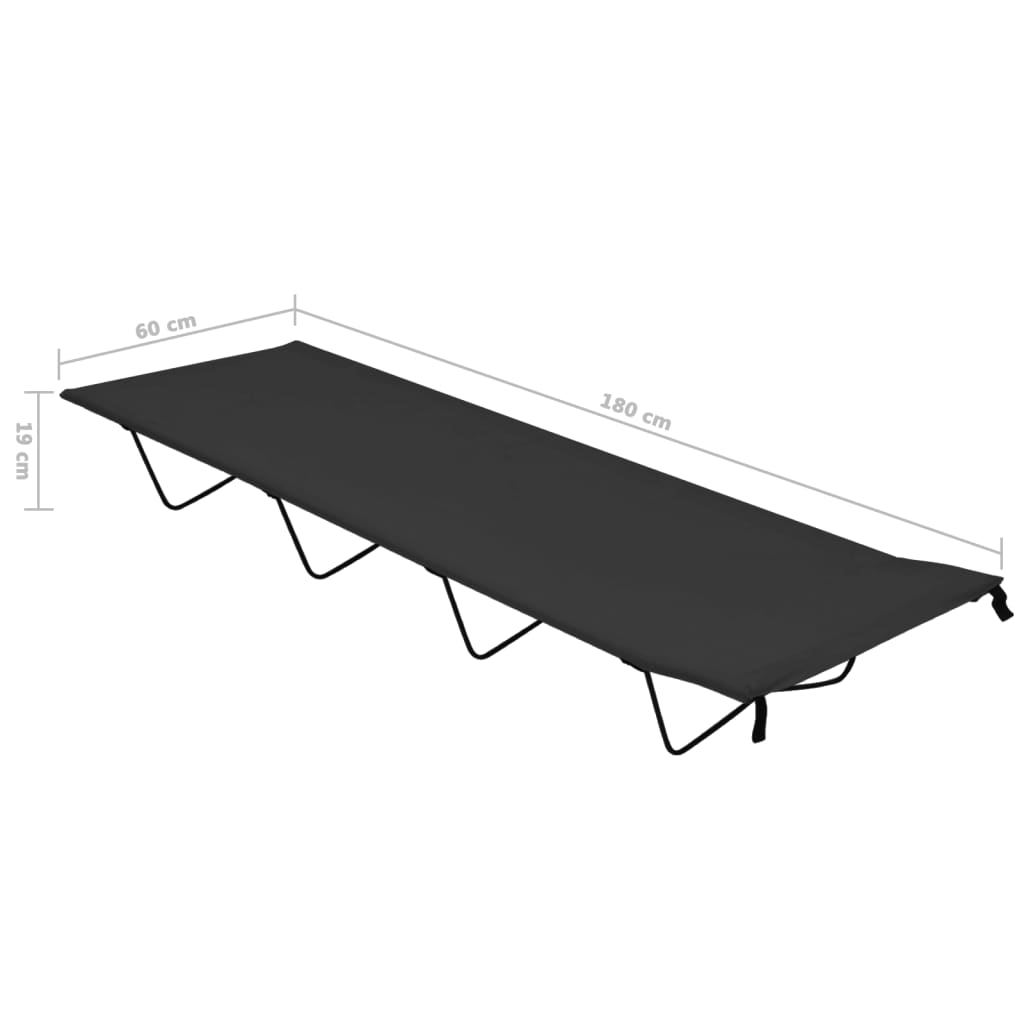 vidaXL Paturi camping 2 buc. negru, 180x60x19 cm țesătură oxford&oțel vidaXL Paturi camping 2 buc. negru, 180x60x19 cm țesătură oxford&oțel