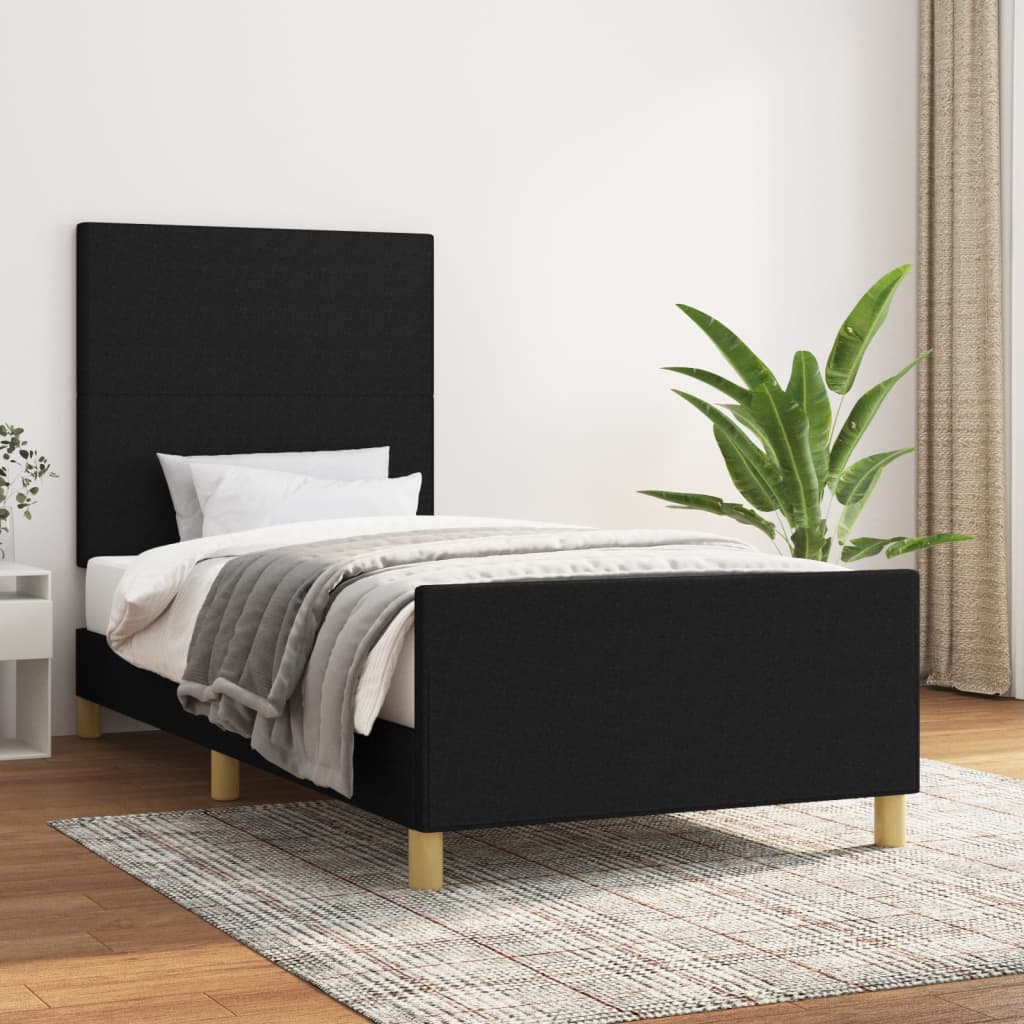 vidaXL Cadru de pat fără saltea țesătură neagră 80x200 cm vidaXL Cadru de pat fără saltea țesătură neagră 80x200 cm
