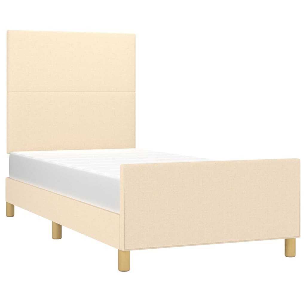 vidaXL Cadru de pat fără saltea cremă 80x200 cm țesătură vidaXL Cadru de pat fără saltea cremă 80x200 cm țesătură