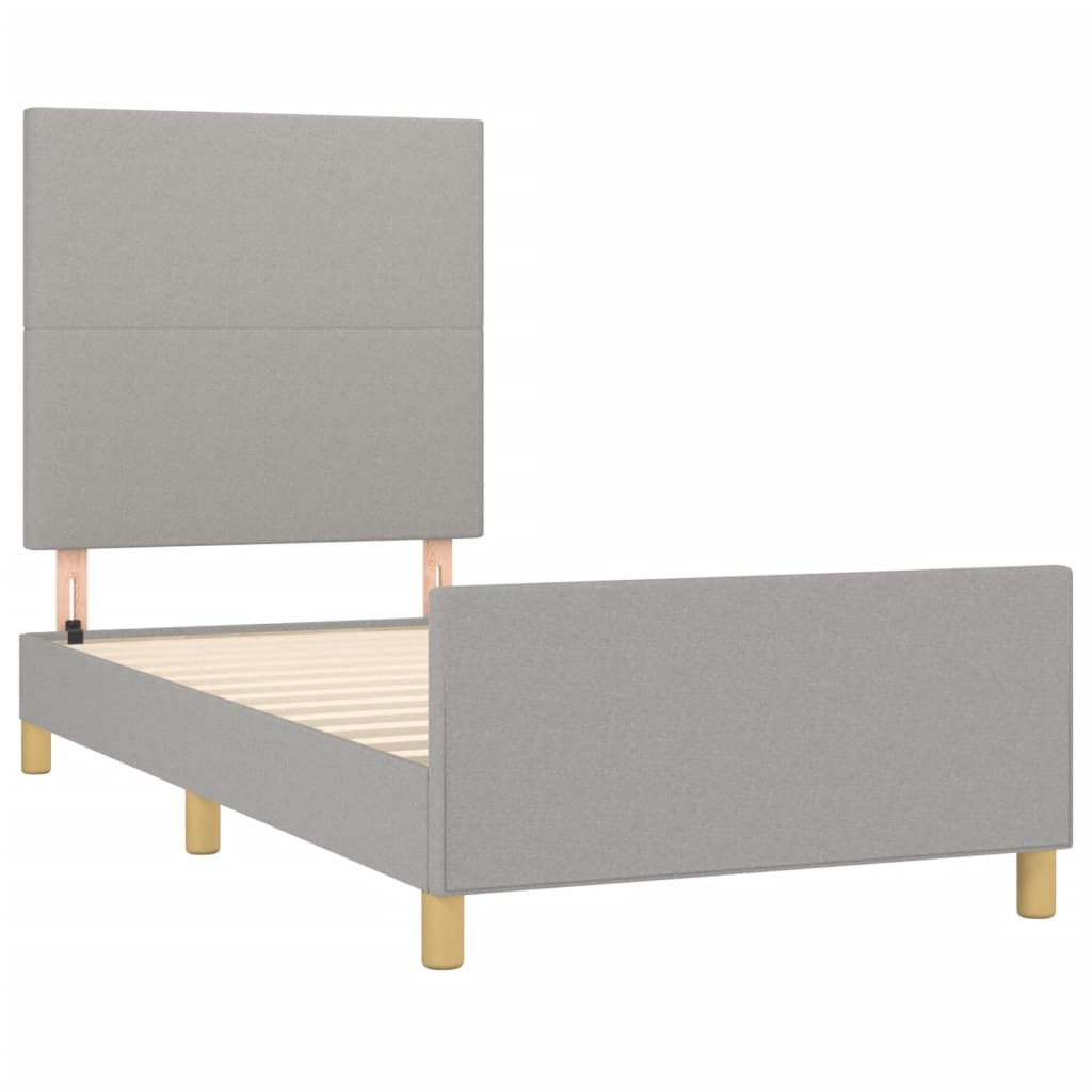 vidaXL Cadru de pat fără saltea, gri deschis, 90x200 cm, textil