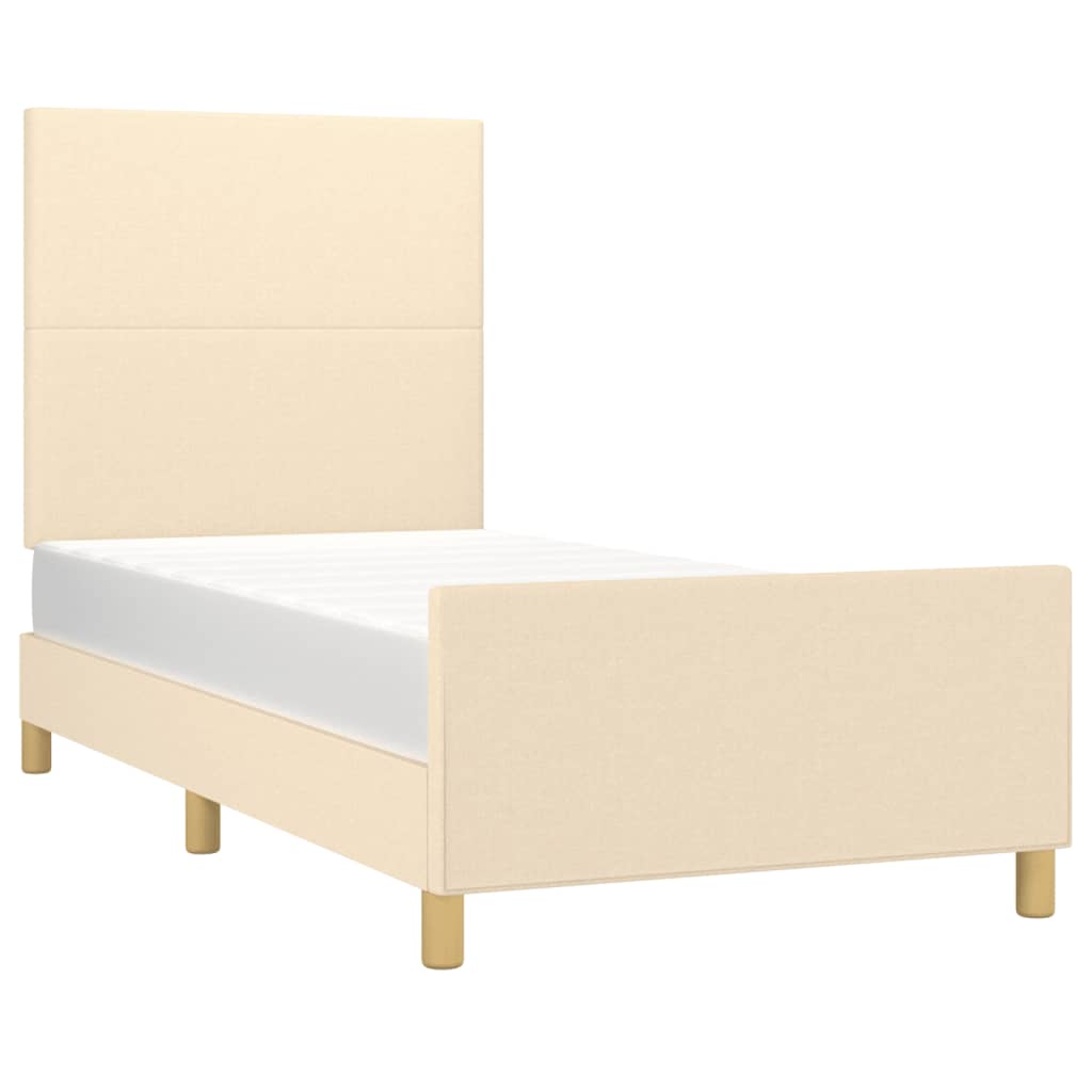 vidaXL Cadru de pat fără saltea cremă 90x200 cm țesătură vidaXL Cadru de pat fără saltea cremă 90x200 cm țesătură