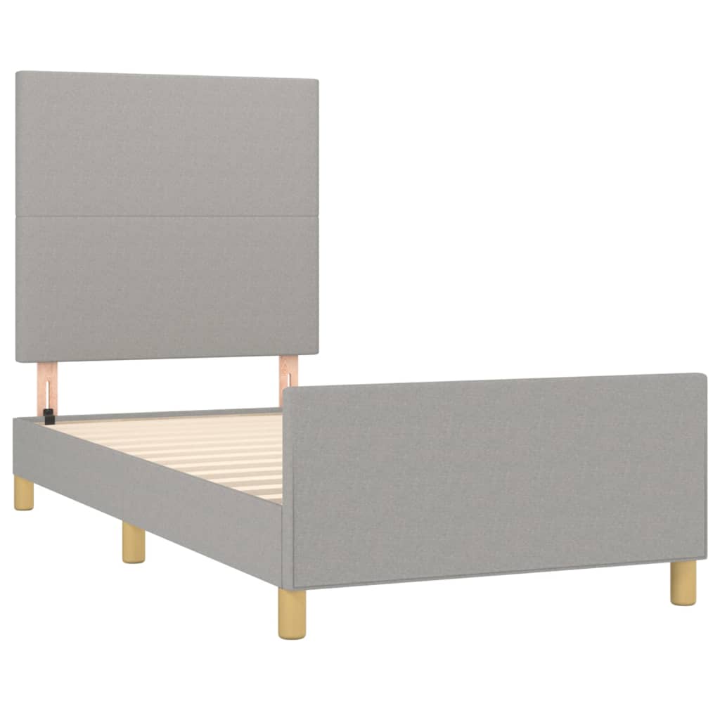 vidaXL Cadru de pat fără saltea, gri deschis, 100x200 cm, textil