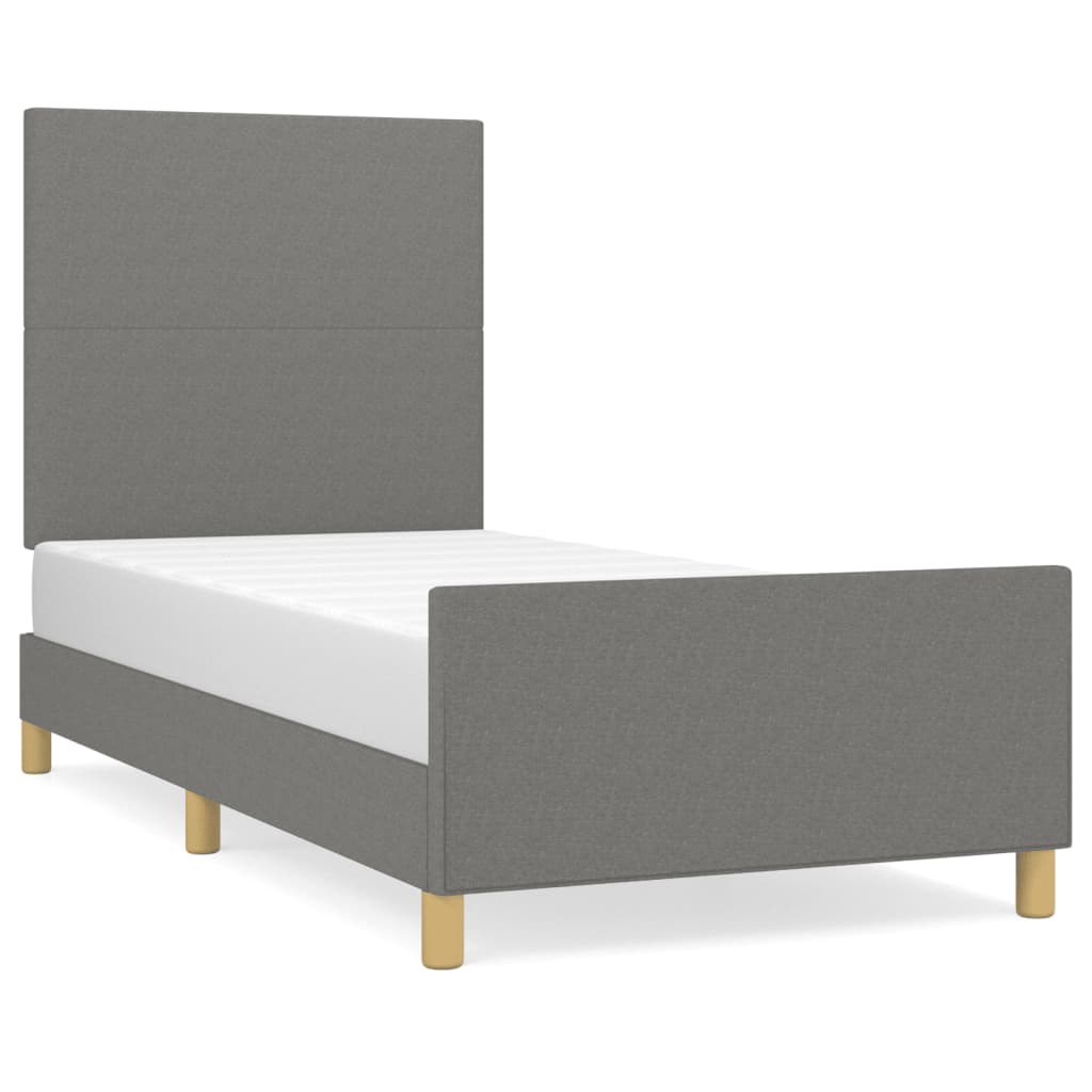 vidaXL Cadru de pat fără saltea, gri închis, 100x200 cm, textil