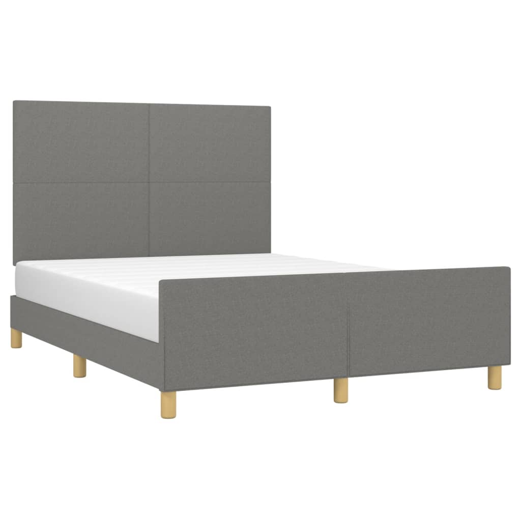 vidaXL Cadru de pat fără saltea, gri închis, 140x190 cm, textil