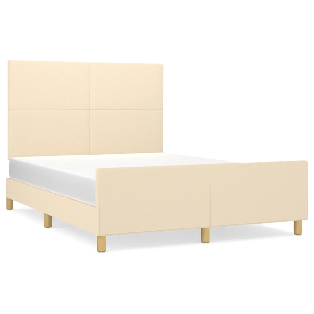 vidaXL Cadru de pat fără saltea, crem, 140x190 cm, textil