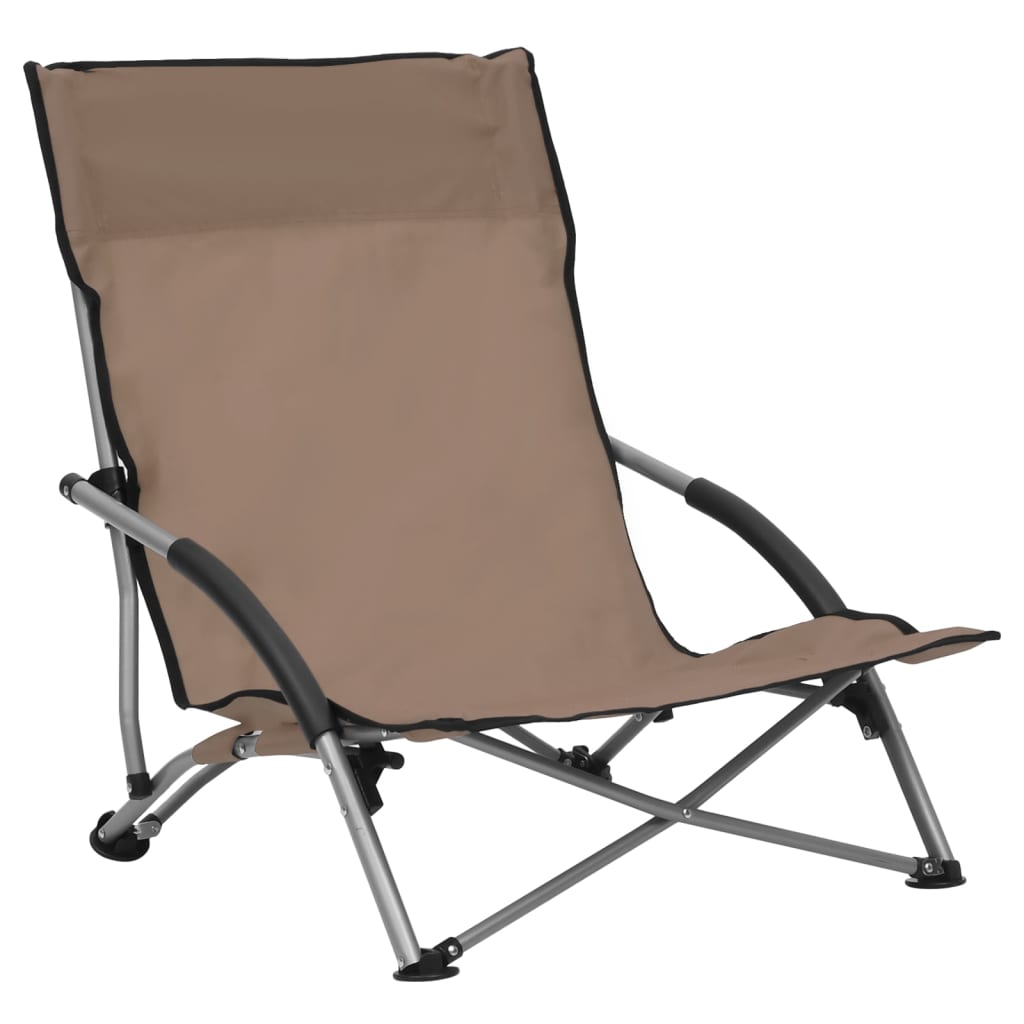 vidaXL Scaune de plajă pliante, 2 buc., gri taupe, material textil vidaXL Scaune de plajă pliante, 2 buc., gri taupe, material textil