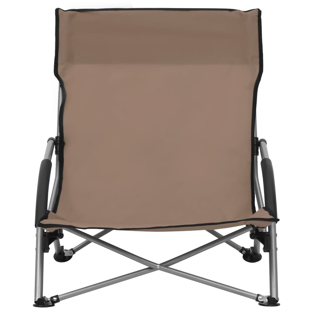 vidaXL Scaune de plajă pliante, 2 buc., gri taupe, material textil vidaXL Scaune de plajă pliante, 2 buc., gri taupe, material textil