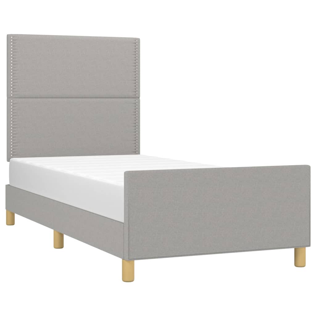 vidaXL Cadru de pat fără saltea, gri deschis, 100x200 cm, textil
