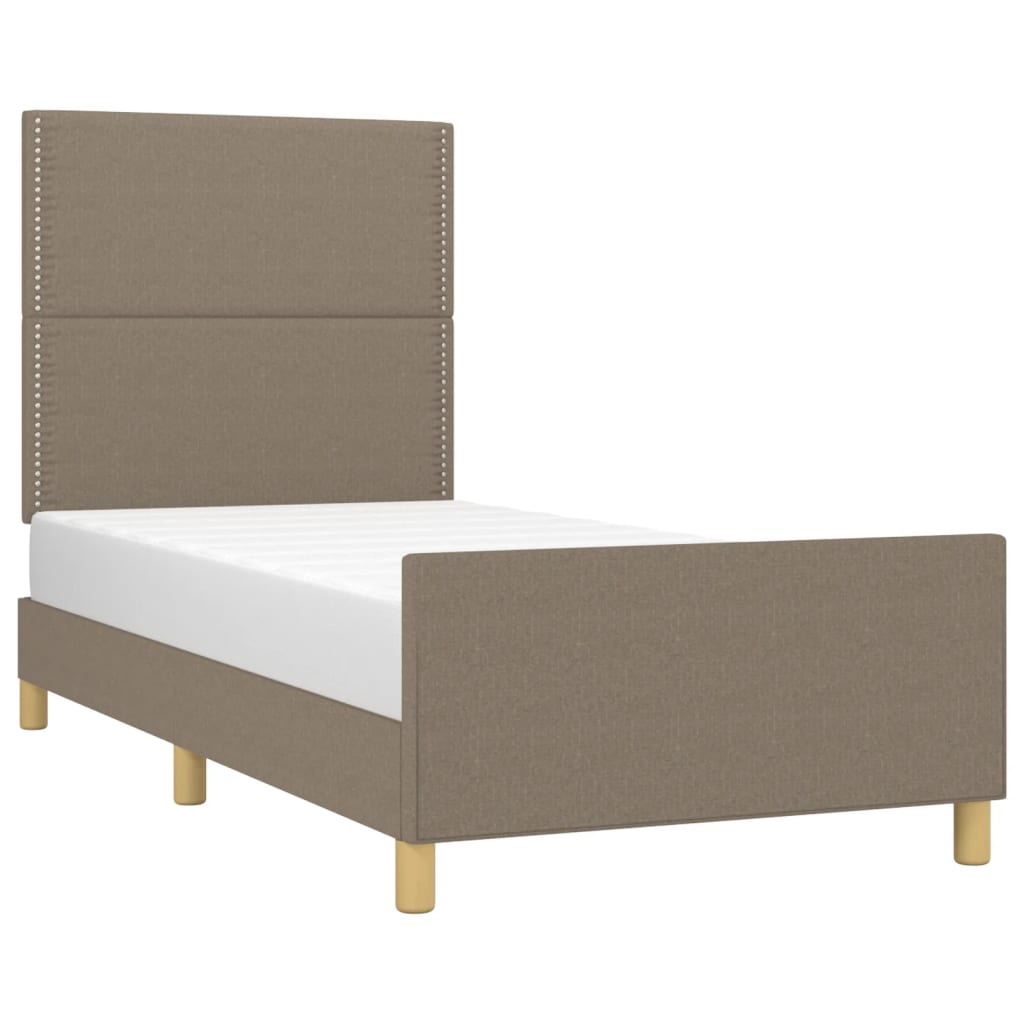 vidaXL Cadru de pat fără saltea, gri taupe, 100x200 cm, textil vidaXL Cadru de pat fără saltea, gri taupe, 100x200 cm, textil