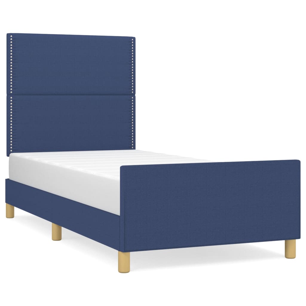 vidaXL Cadru de pat fără saltea țesătură albastră 100x200 cm vidaXL Cadru de pat fără saltea țesătură albastră 100x200 cm