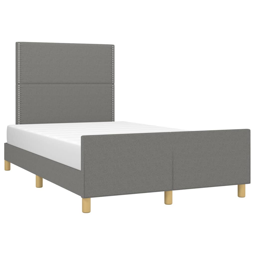 vidaXL Cadru de pat fără saltea, gri închis, 120x200 cm, textil