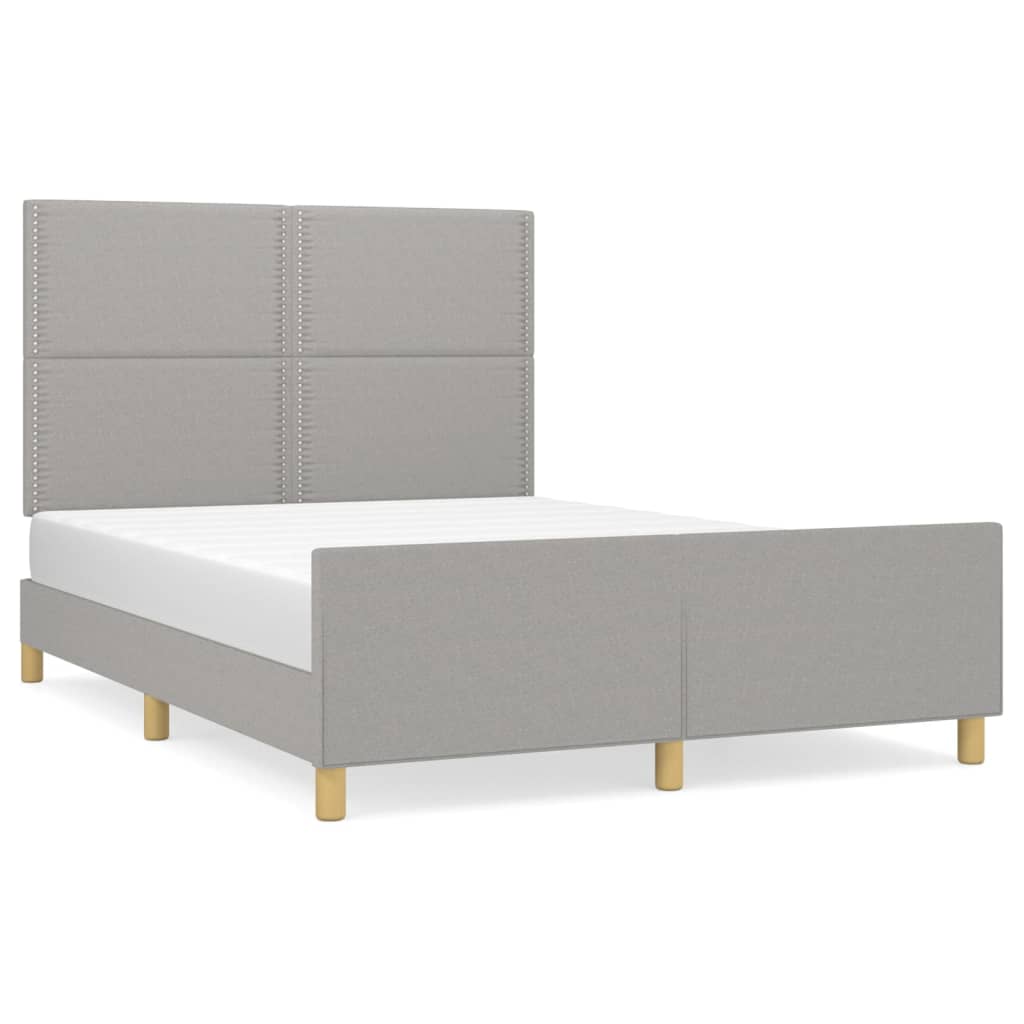 vidaXL Cadru de pat fără saltea, gri deschis, 140x190 cm, textil