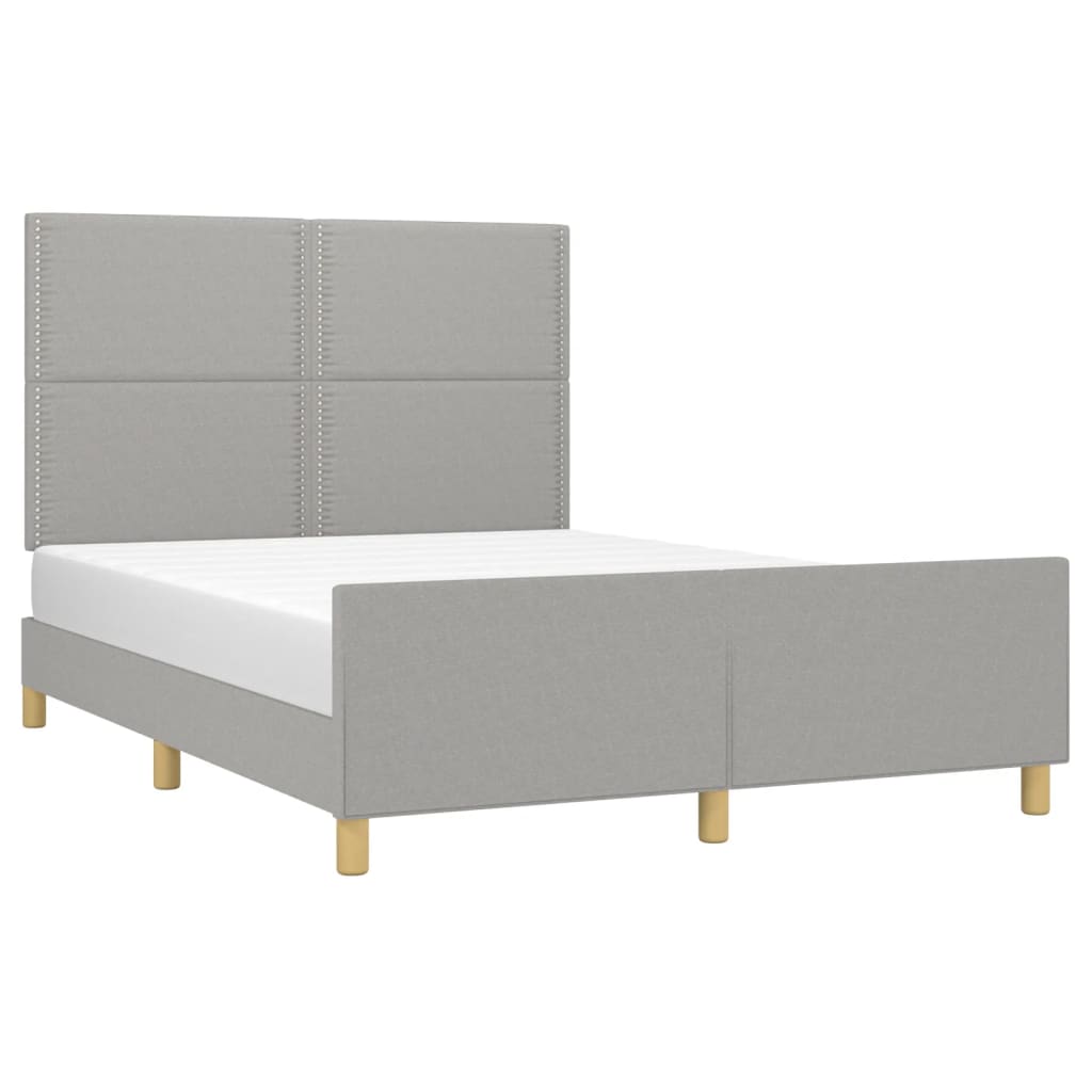 vidaXL Cadru de pat fără saltea, gri deschis, 140x190 cm, textil