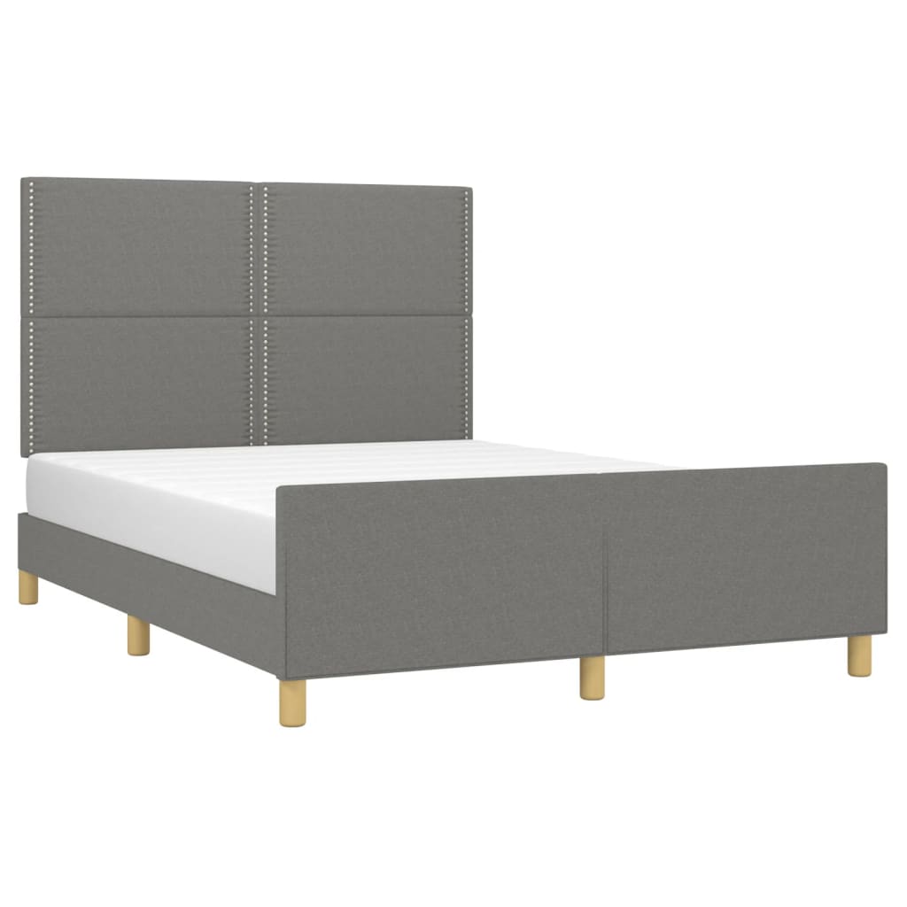 vidaXL Cadru de pat fără saltea, gri închis, 140x190 cm, textil