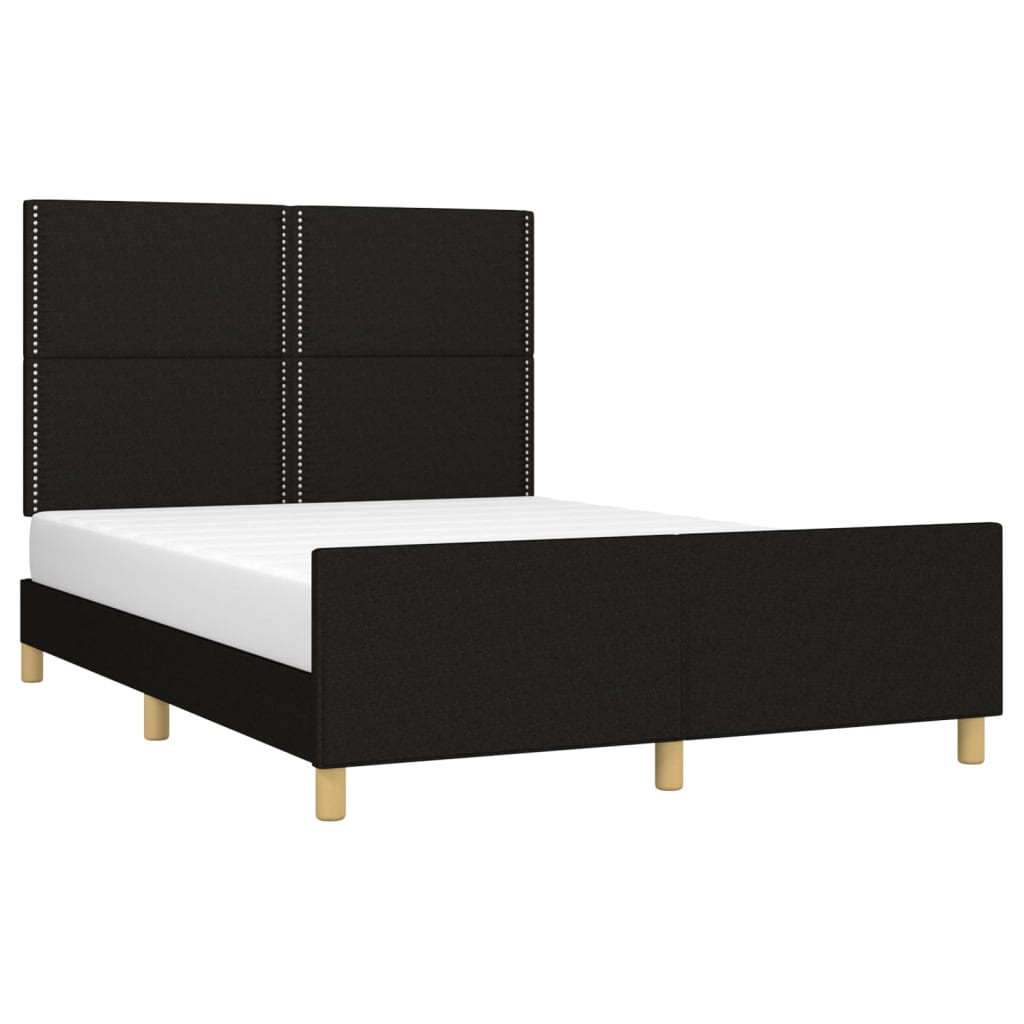 vidaXL Cadru de pat fără saltea, negru, 140x190 cm, textil