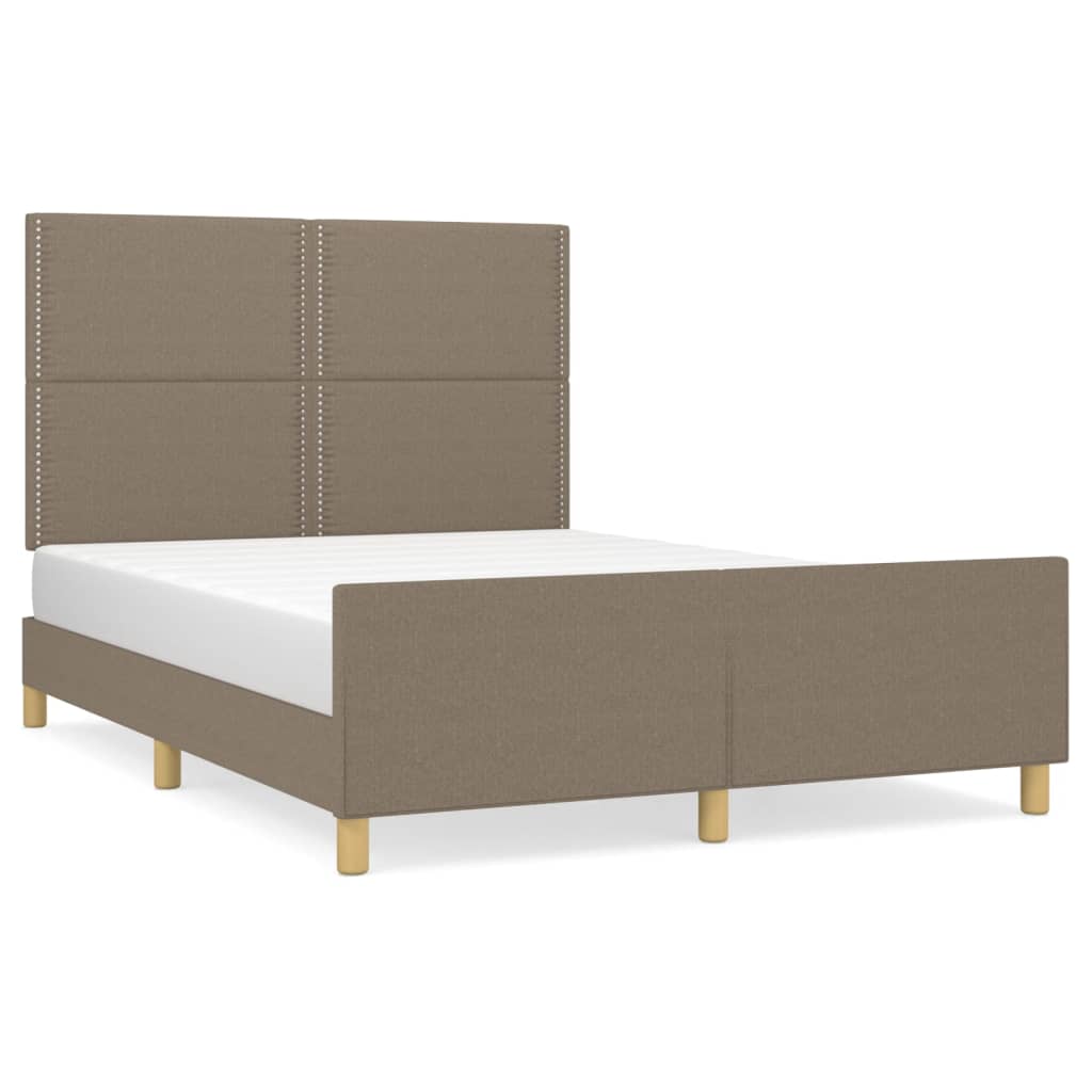 vidaXL Cadru de pat fără saltea, gri taupe, 140x190 cm, textil vidaXL Cadru de pat fără saltea, gri taupe, 140x190 cm, textil