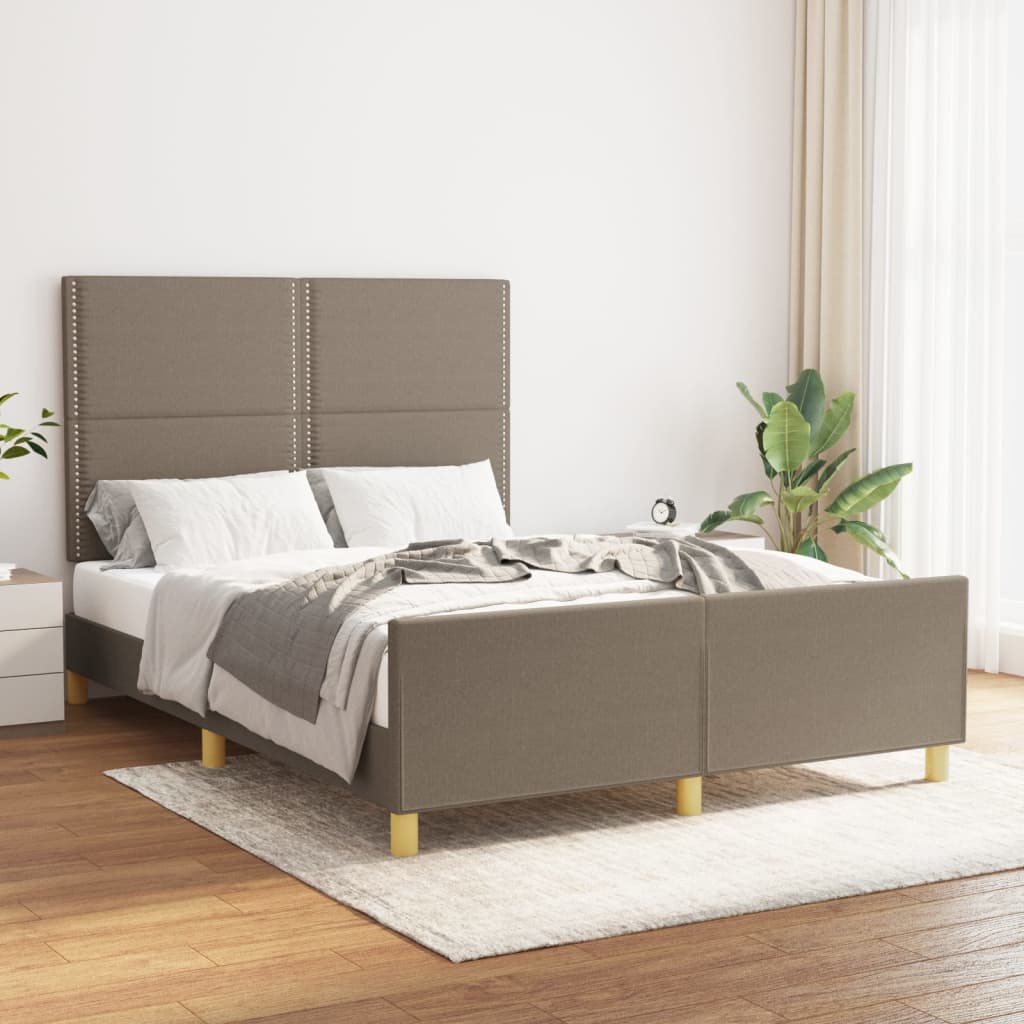 vidaXL Cadru de pat fără saltea, gri taupe, 140x190 cm, textil vidaXL Cadru de pat fără saltea, gri taupe, 140x190 cm, textil