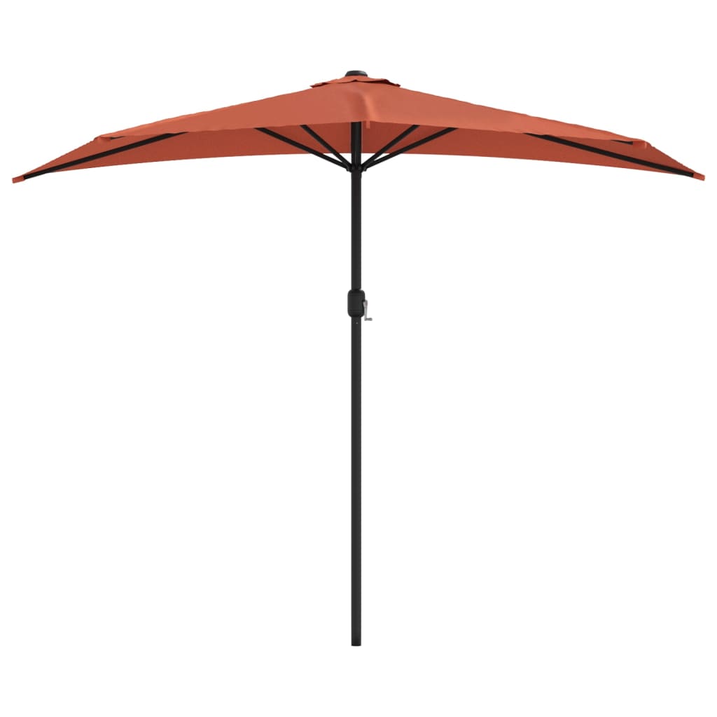 vidaXL Umbrelă balcon tijă aluminiu cărămiziu 270x144x222cm semirotund