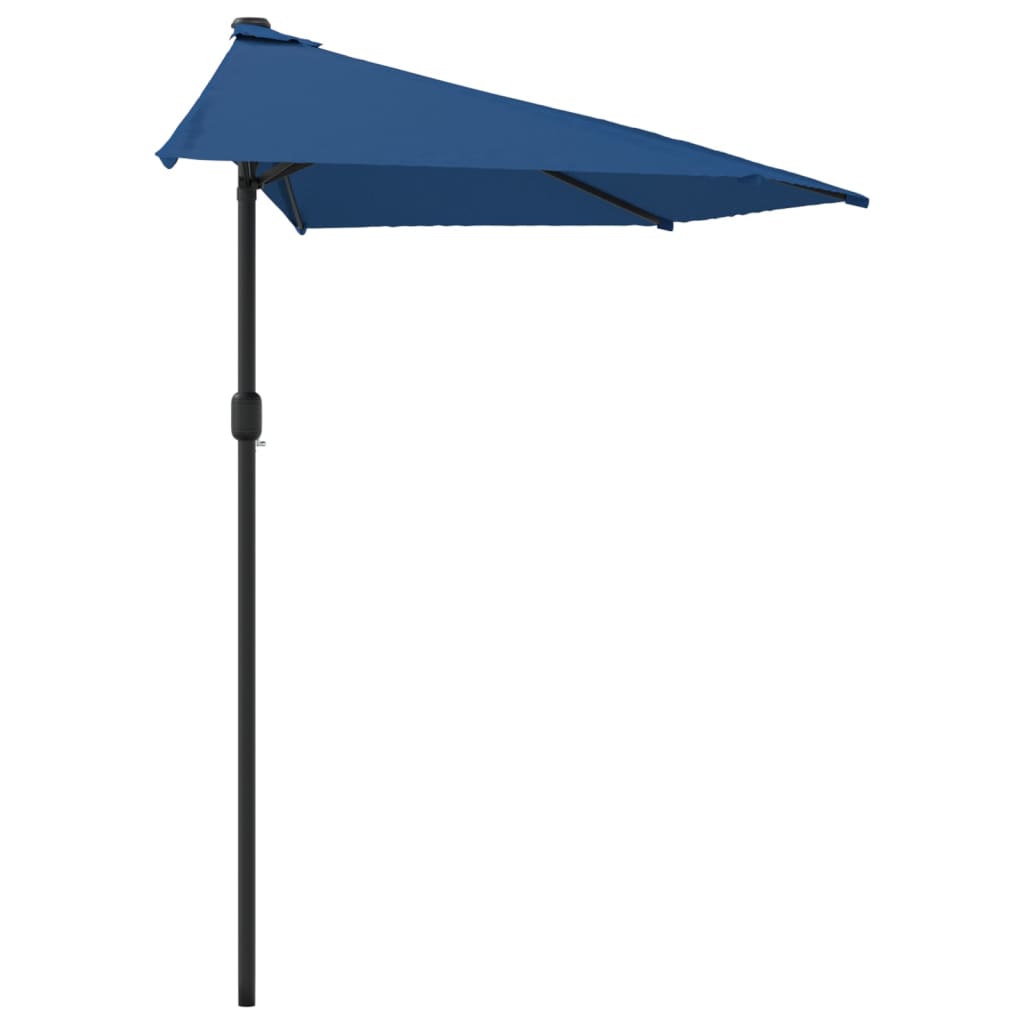 vidaXL Umbrelă balcon tijă aluminiu albastru 270x144x222cm, semirotund
