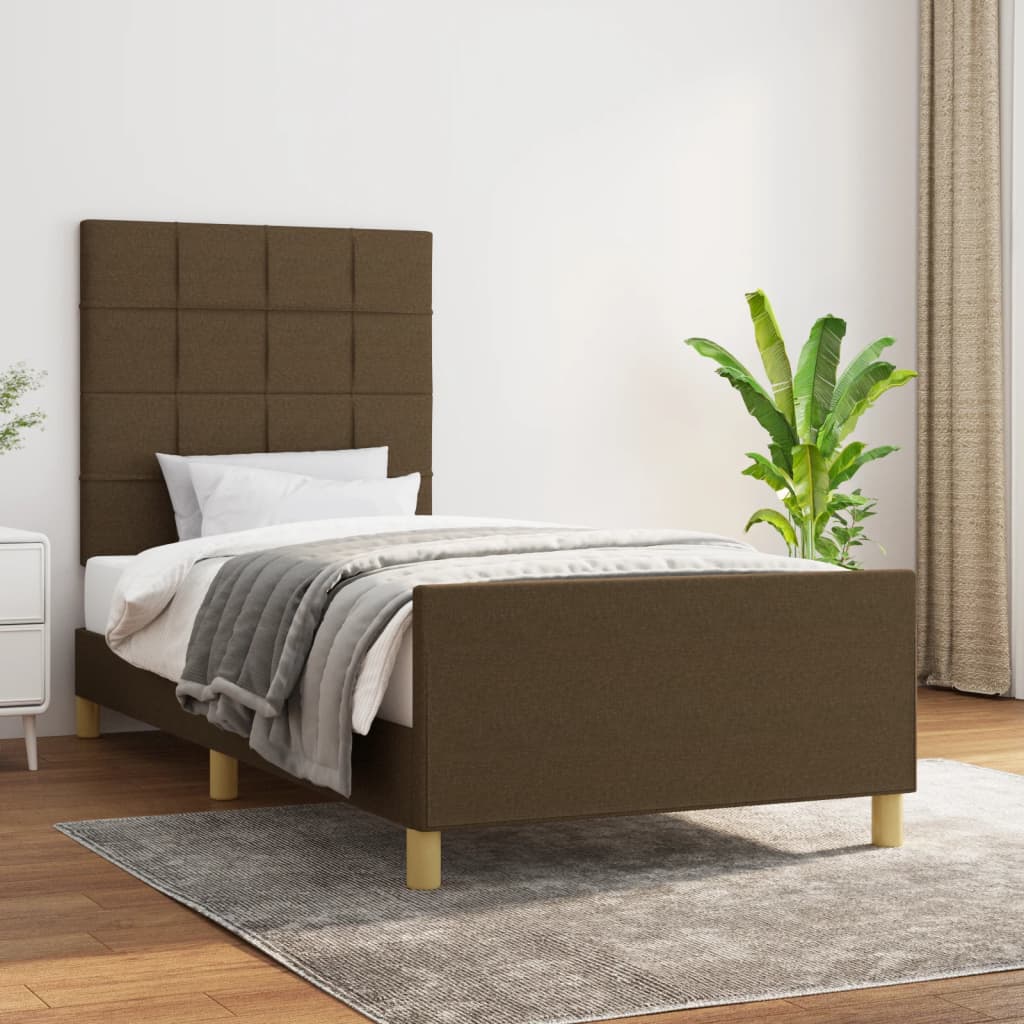 vidaXL Cadru de pat fără saltea, maro închis, 80x200 cm, textil vidaXL Cadru de pat fără saltea, maro închis, 80x200 cm, textil