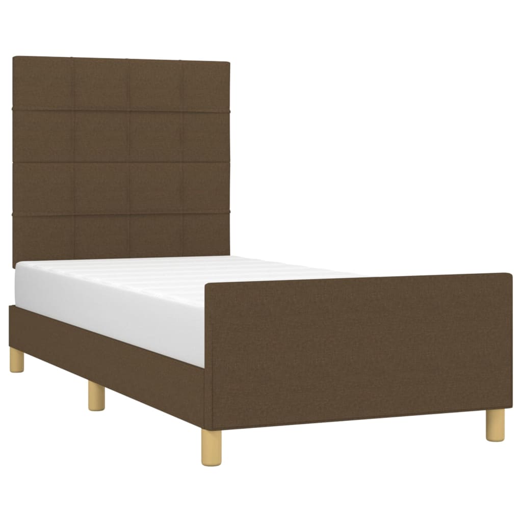 vidaXL Cadru de pat fără saltea, maro închis, 90x190 cm, textil vidaXL Cadru de pat fără saltea, maro închis, 90x190 cm, textil